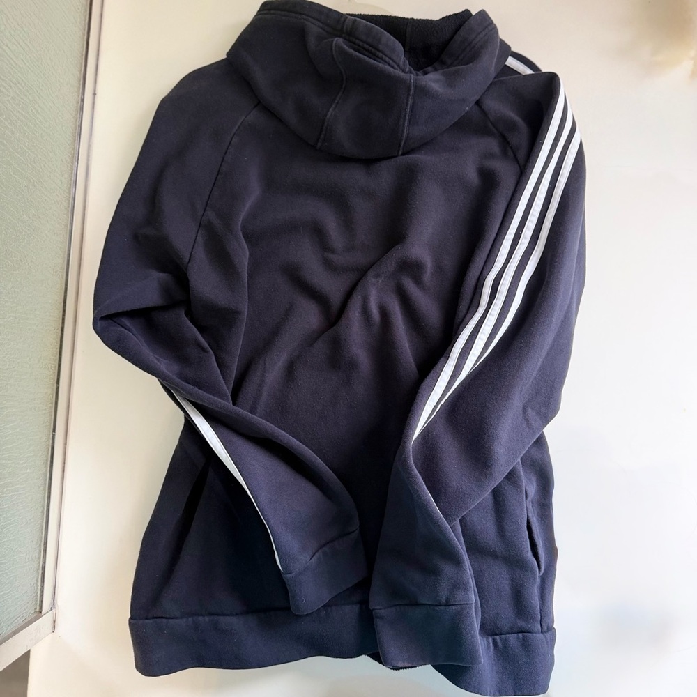 adidas Black Hoodie with White Stripes unisex - Picture 4 of 7
